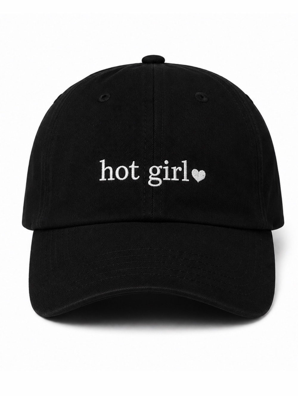 🖤☀️ Hot Girl Embroidered Black Baseball Cap Adjustable Velcro Strap Casual Hat